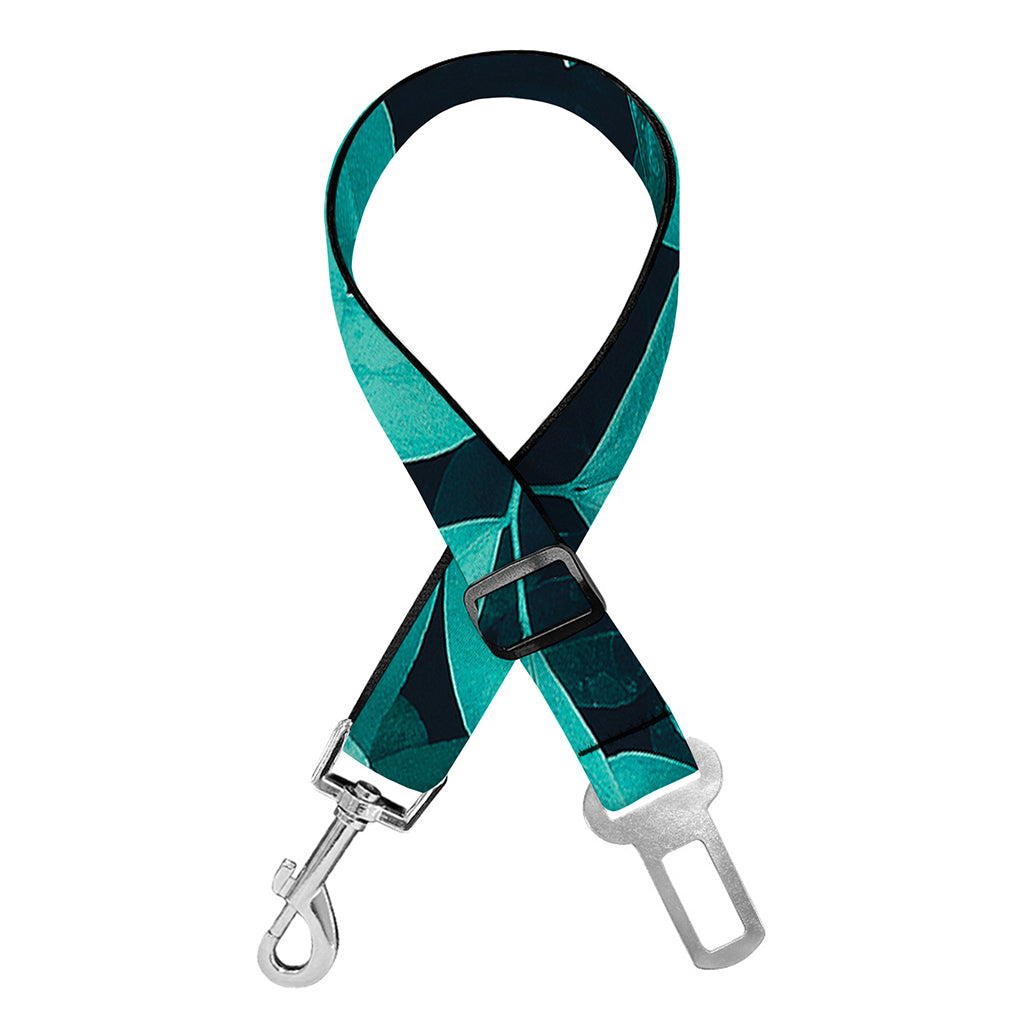 Turquoise Leaf Print Dog Seat Belt