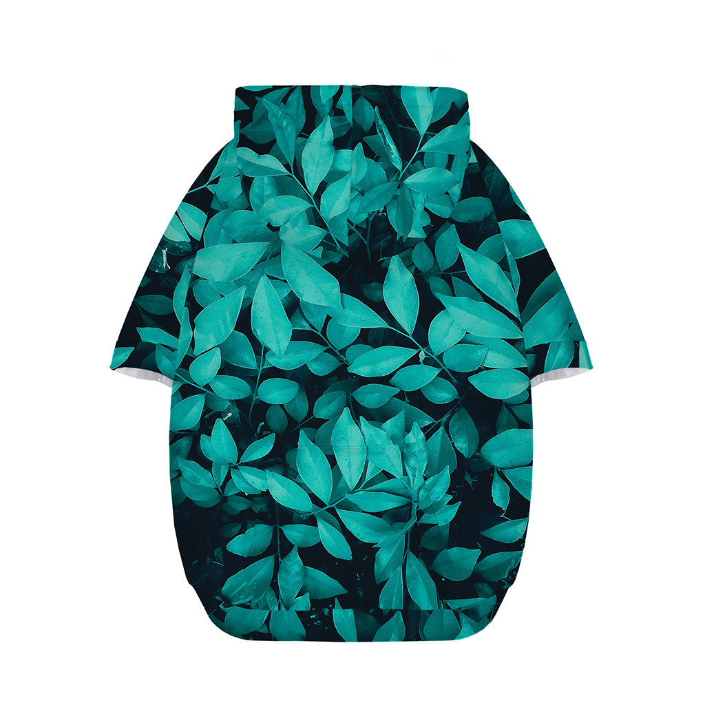 Turquoise Leaf Print Dog Zip Up Hoodie