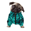 Turquoise Leaf Print Dog Zip Up Jacket