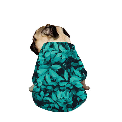 Turquoise Leaf Print Dog Zip Up Jacket