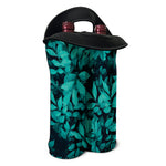 Turquoise Leaf Print Double Neoprene Wine Tote