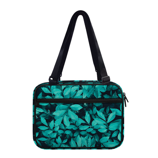 Turquoise Leaf Print Double Strap Bible Bag