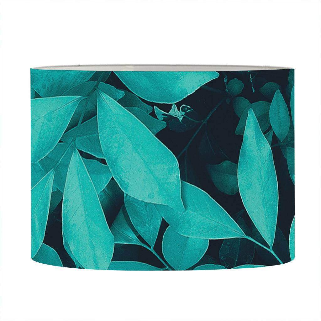 Turquoise Leaf Print Drum Lamp Shade