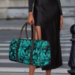 Turquoise Leaf Print Duffle Bag