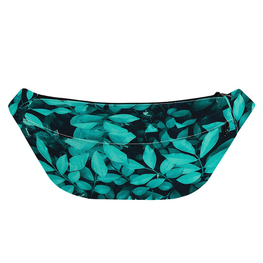 Turquoise Leaf Print Fanny Pack