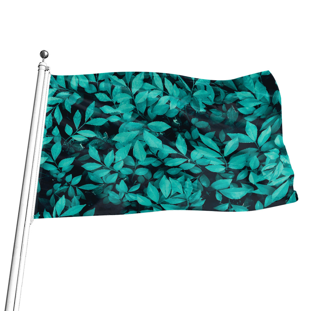 Turquoise Leaf Print Flag