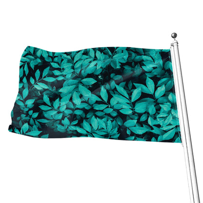 Turquoise Leaf Print Flag