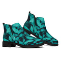Turquoise Leaf Print Flat Ankle Boots