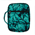 Turquoise Leaf Print Front Pocket Bible Bag