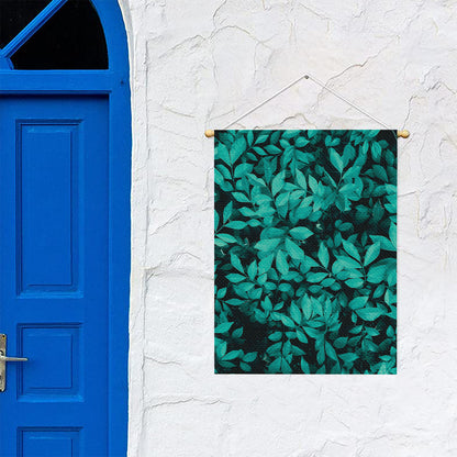 Turquoise Leaf Print Garden Flag