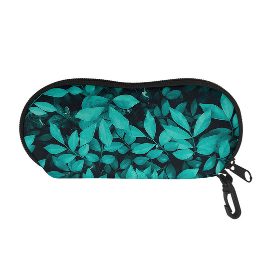 Turquoise Leaf Print Glasses Case