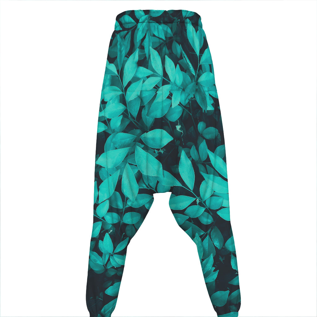 Turquoise Leaf Print Hammer Pants