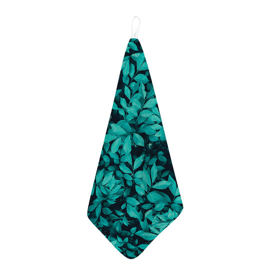 Turquoise Leaf Print Hand Towel