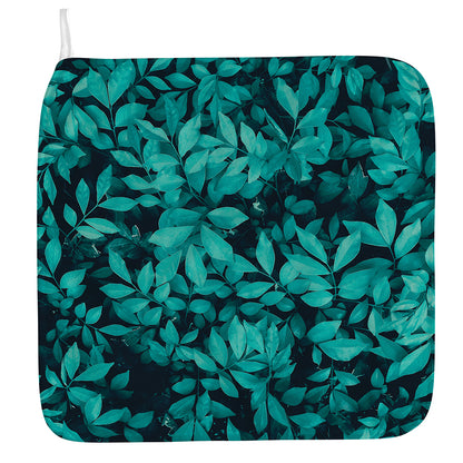 Turquoise Leaf Print Hand Towel