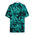 Turquoise Leaf Print Hawaiian Shirt