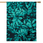 Turquoise Leaf Print House Flag