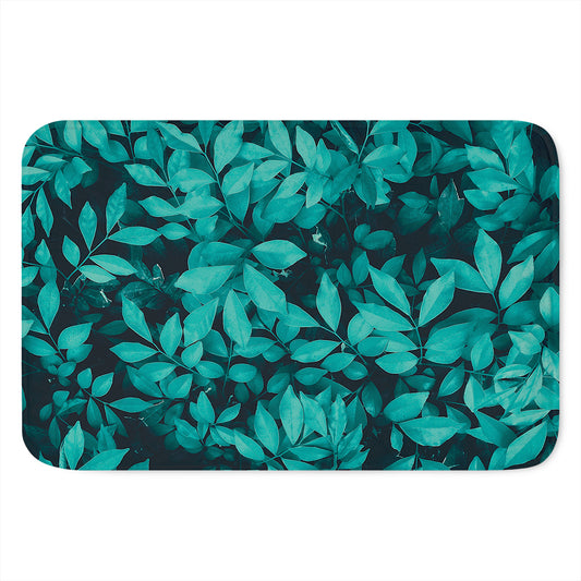 Turquoise Leaf Print Indoor Door Mat