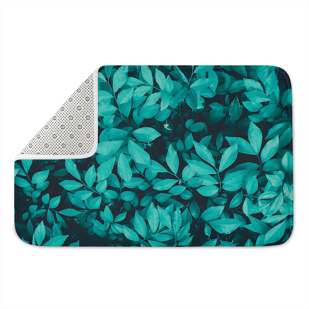Turquoise Leaf Print Indoor Door Mat