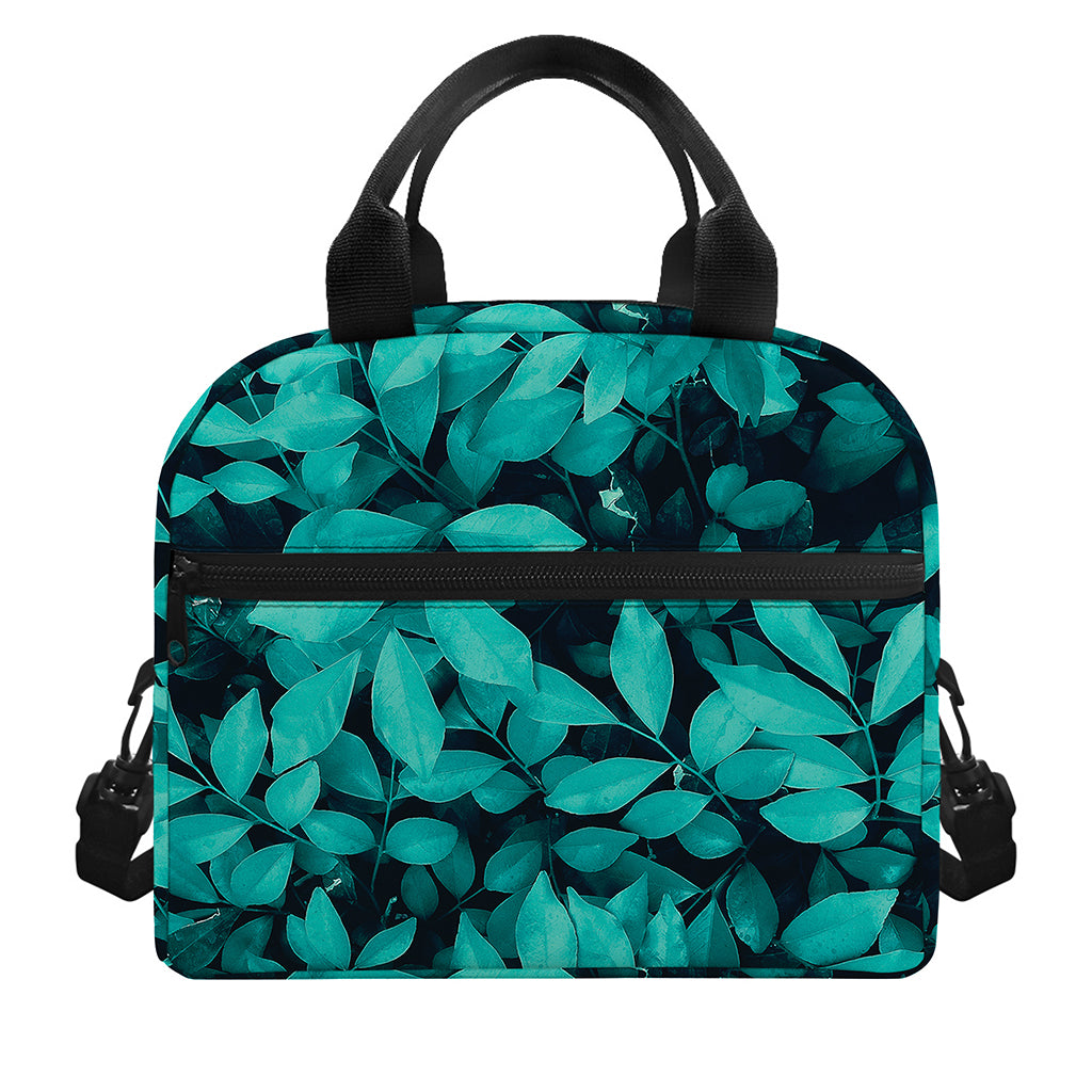 Turquoise Leaf Print Insulated Lunch Bag