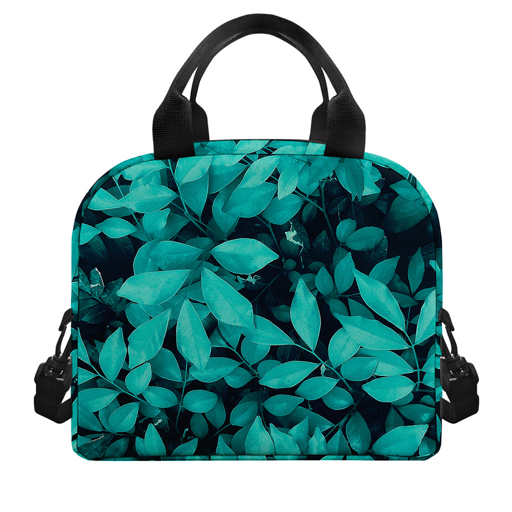 Turquoise Leaf Print Insulated Lunch Bag