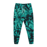 Turquoise Leaf Print Jogger Pants