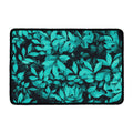 Turquoise Leaf Print Kitchen Mat
