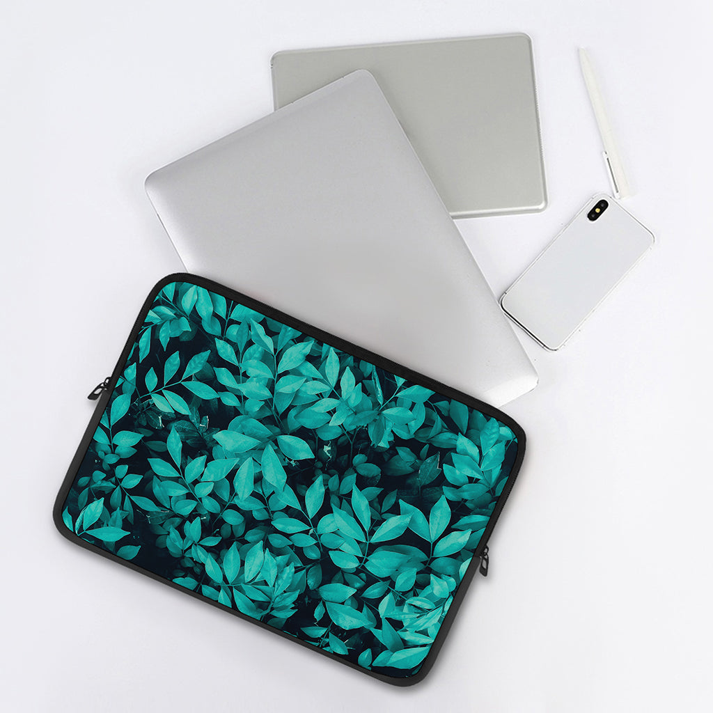 Turquoise Leaf Print Laptop Sleeve