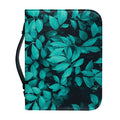 Turquoise Leaf Print Leather Bible Cover