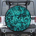 Turquoise Leaf Print Leather Spare Tire Cover