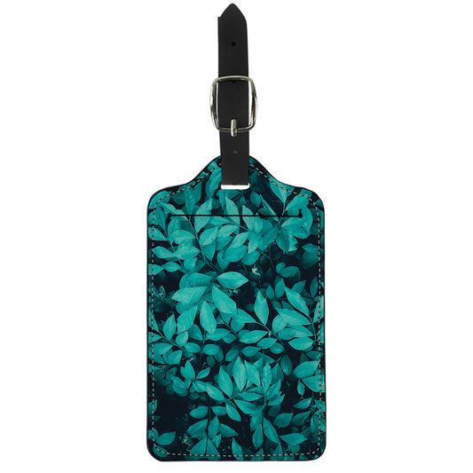 Turquoise Leaf Print Luggage Tag