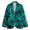 Turquoise Leaf Print Men's Blazer