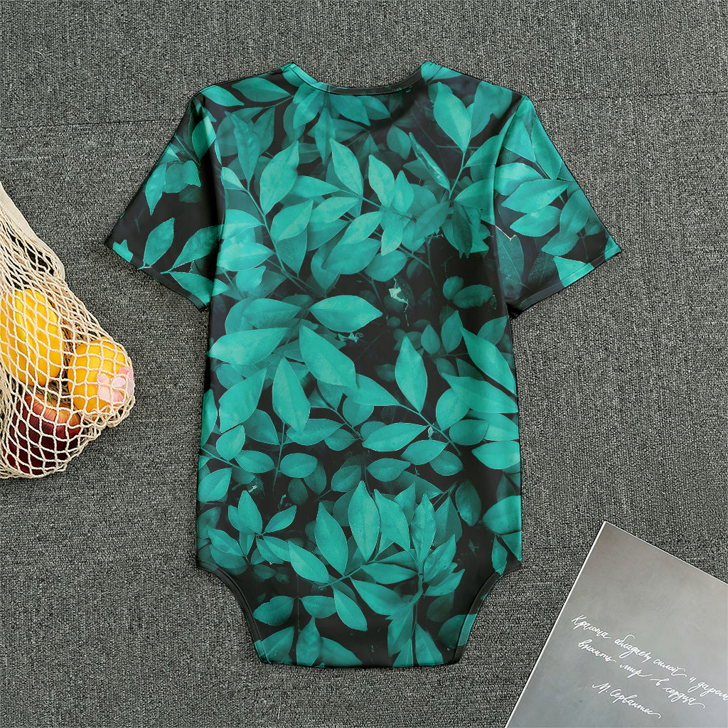 Turquoise Leaf Print Men's Bodysuit