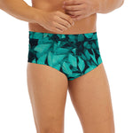 Turquoise Leaf Print Men's Briefs