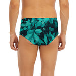 Turquoise Leaf Print Men's Briefs