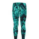 Turquoise Leaf Print Men's leggings