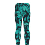 Turquoise Leaf Print Men's leggings