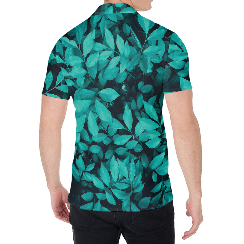 Turquoise Leaf Print Men's Shirt