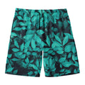 Turquoise Leaf Print Men's Swim Trunks