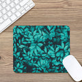 Turquoise Leaf Print Mouse Pad