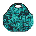 Turquoise Leaf Print Neoprene Lunch Bag