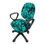 Turquoise Leaf Print Office Chair Cover