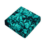 Turquoise Leaf Print Outdoor Seat Cushion Cover