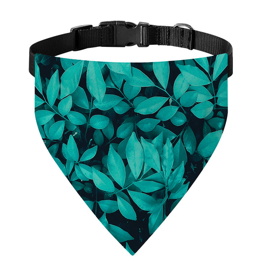 Turquoise Leaf Print Over The Collar Dog Bandana