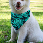 Turquoise Leaf Print Over The Collar Dog Bandana