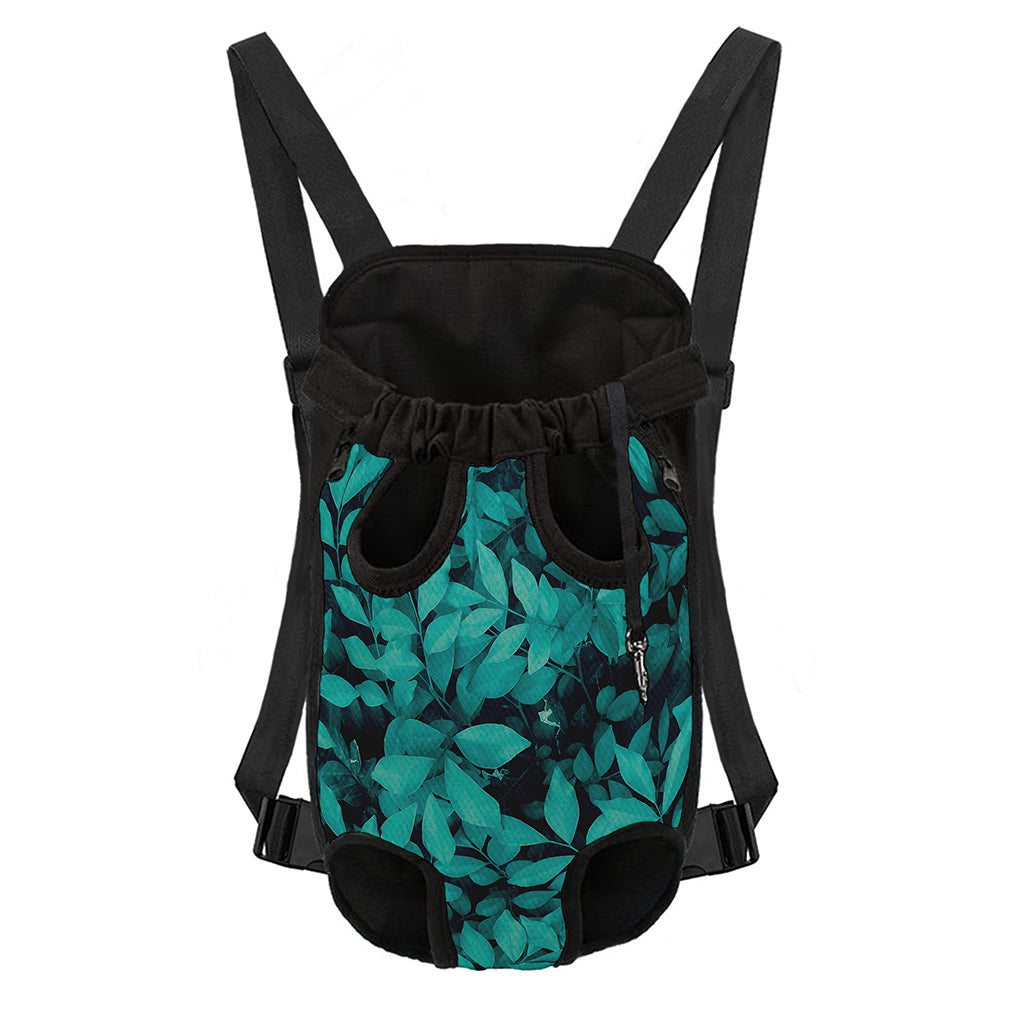 Turquoise Leaf Print Pet Carrier Backpack