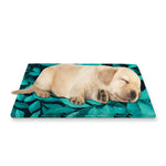 Turquoise Leaf Print Pet Cooling Mat Cover