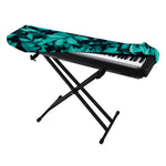 Turquoise Leaf Print Piano Keyboard Cover