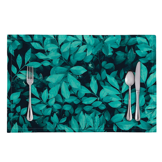 Turquoise Leaf Print Placemat