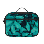 Turquoise Leaf Print Portable Lunch Bag