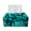 Turquoise Leaf Print Rectangle Tissue Box Cover